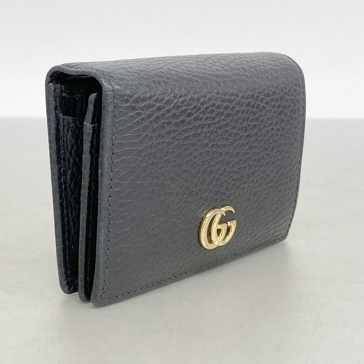 5mb1608 グッチ 財布 GGマーモント 456126 レザー ブラック ゴールド金具 レディース