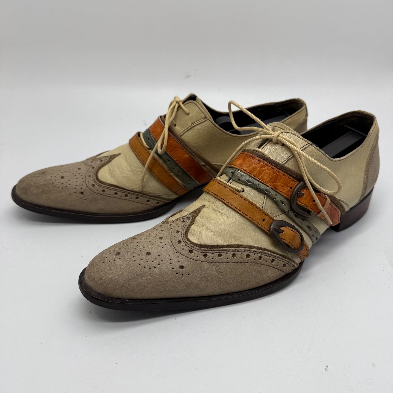 alfredo BANNISTER y2k strap leather shoes w tip 41 アルフレッドバニスター ストラップ レザー 革靴 ウイングチップ archive 平成 お兄系 グランジ