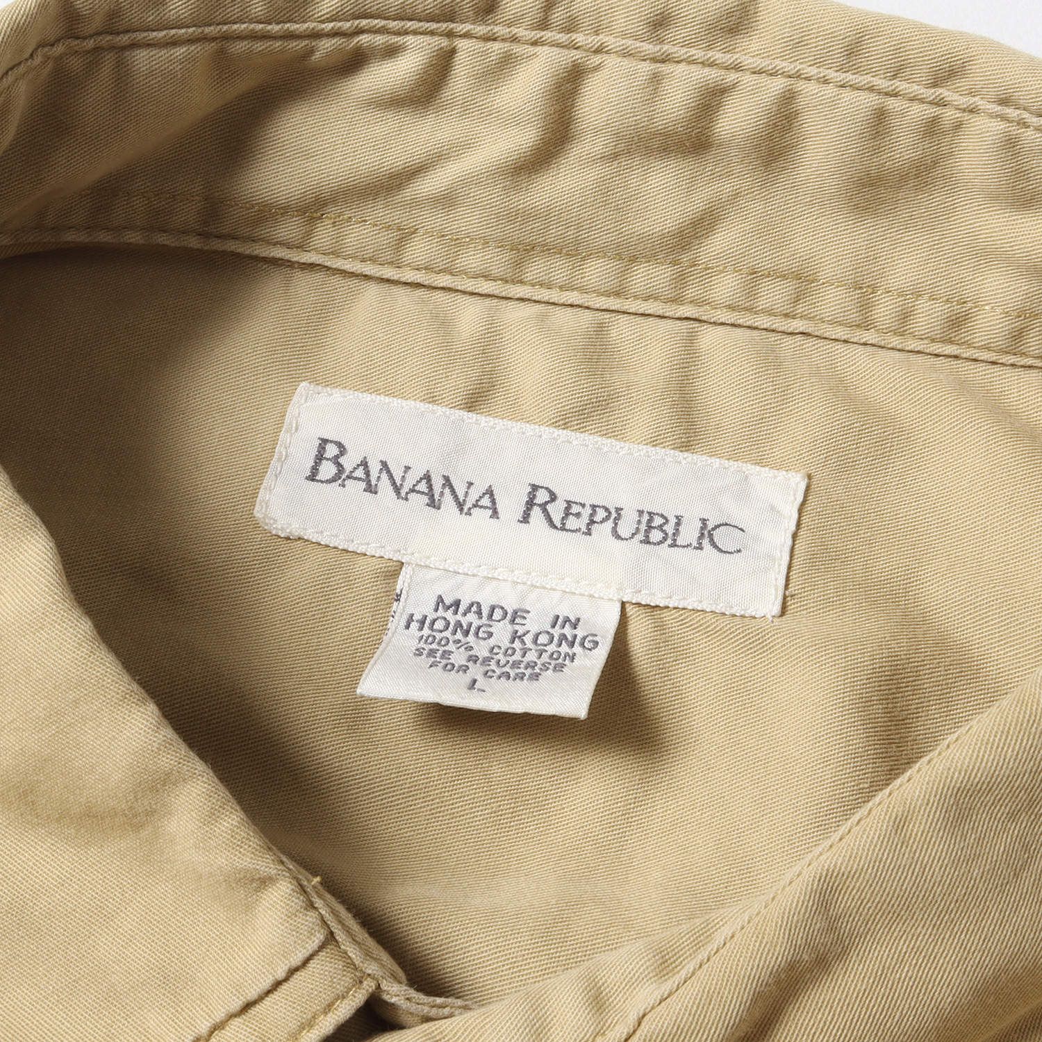 BANANA REPUBLIC バナナリ パブリック シャツ サイズ:L コットン 長袖 ワーク シャツ サファリ 90s 90年代 オーバーサイズ  ベージュ トップス カジュアルシャツ アメカジ 古着