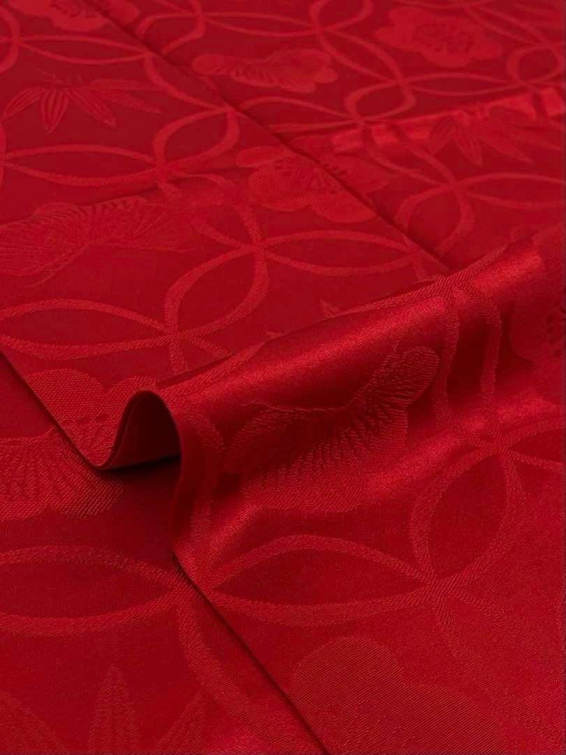 振袖 無地 紋意匠 ポップ 和モダン シンプル 重ね衿付き 正絹 赤