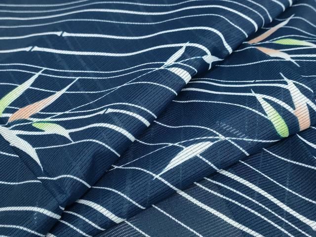 平和屋着物＊夏物　小紋　絽　笹の葉文様　洗える着物　AABB0491st 平和屋着物＊夏物 小紋 絽 笹の葉文様 洗える着物 AABB0491st