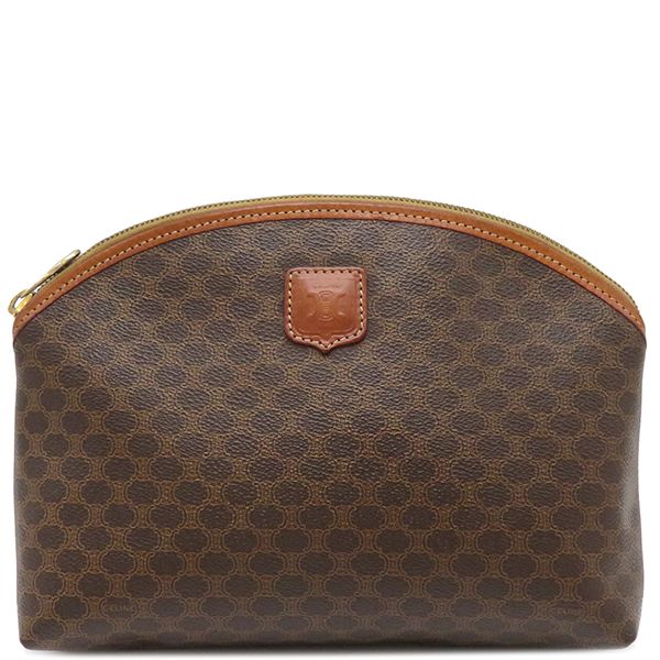 美品】セリーヌ メイクポーチ 狭く トリオンフ マカダム ブラウン PVC  