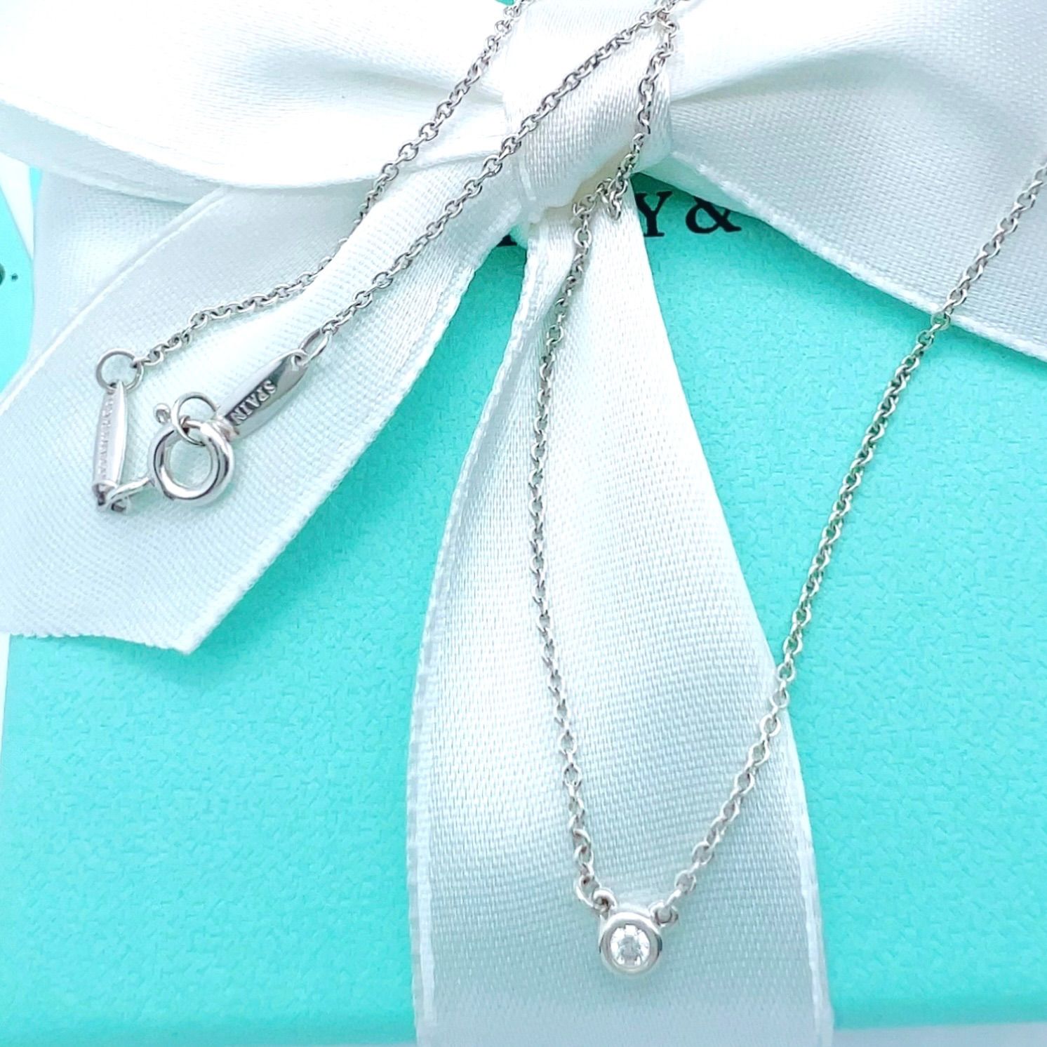 美品✨Tiffanyティファニーバイザヤードネックレスダイヤモンド 0.03ct