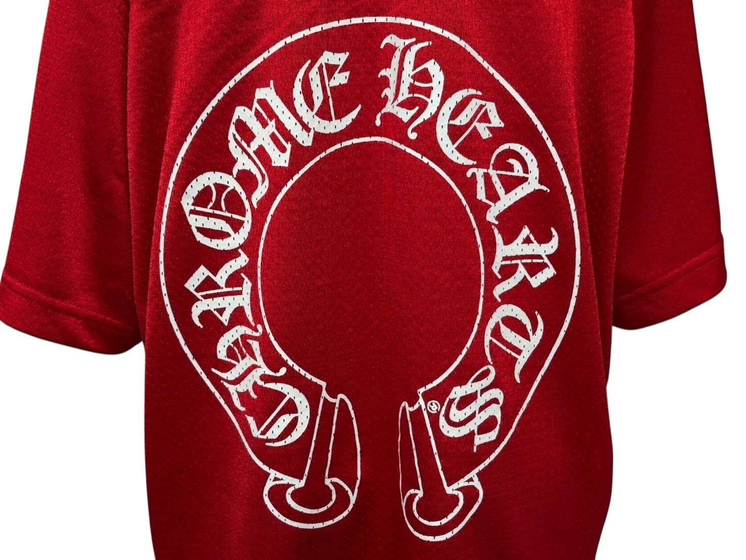 クリスマスセール CHROME HEARTS クロムハーツ MATTY BOY MESH VARSITY JERSEY メッシュ 半袖Tシャツ カットソー サイズM レッド 4b007959