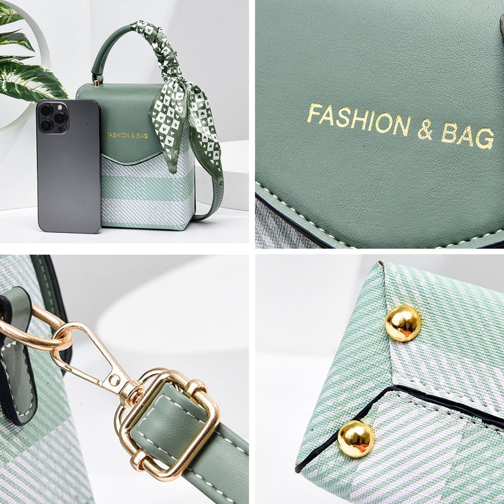 全6色 バッグ ショルダーバッグ ミニ コンパクト 無地 韓国 ミニ ショルダーバッグ スカーフ付き 縦型 レディース チェック