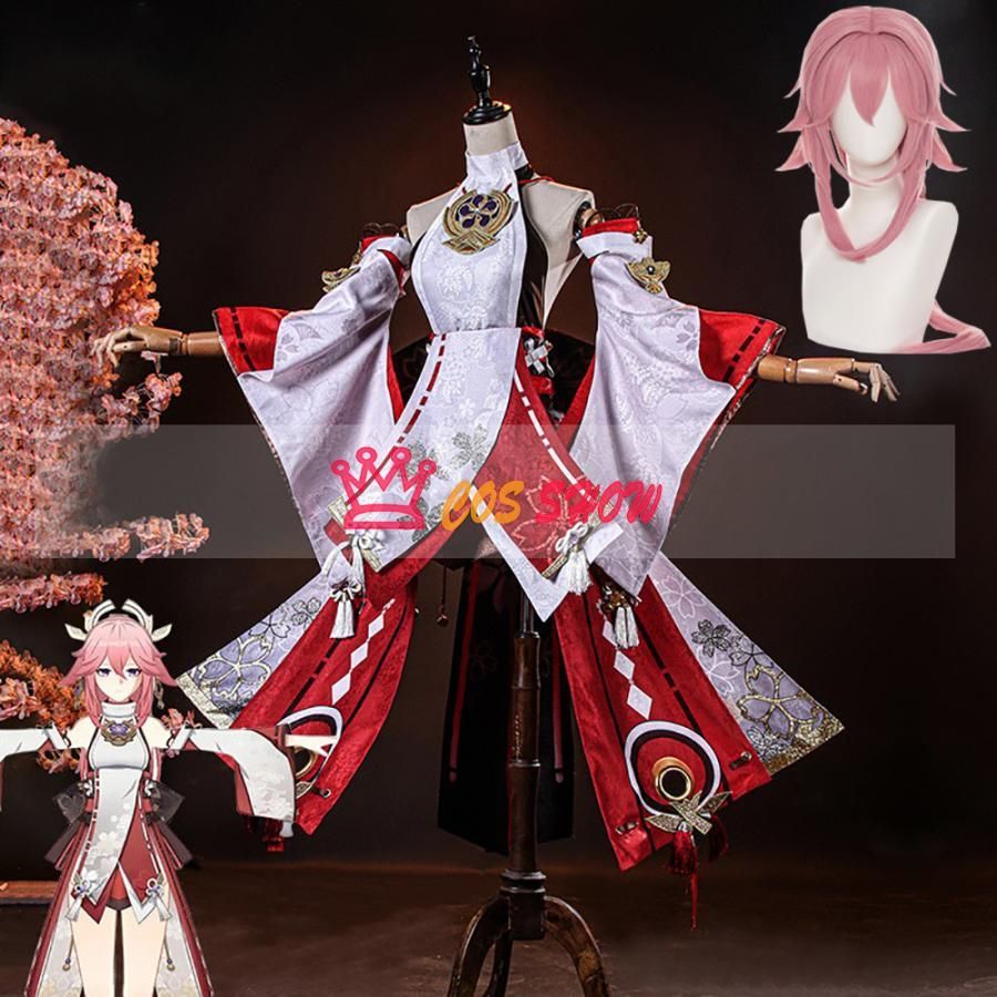 豪華版 原神 げんしん 稲妻 八重神子 やえみこ コスプレ衣装 cosplay 仮装 髪飾り付き イベント クリスマス ハロウィン ステージ 文化祭 学
