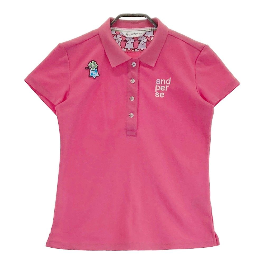 アンパスィ　ゴルフ　ポロシャツ　レディース　M ピンク　ストレッチ素材　メッシュ サイズ：M AND PER SE アンパスィ 2022年モデル 半袖ポロシャツ ピンク