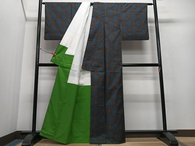 平和屋着物□本場大島紬 7マルキ 格子 正絹 逸品 CAAT3517xe 平和屋着物□