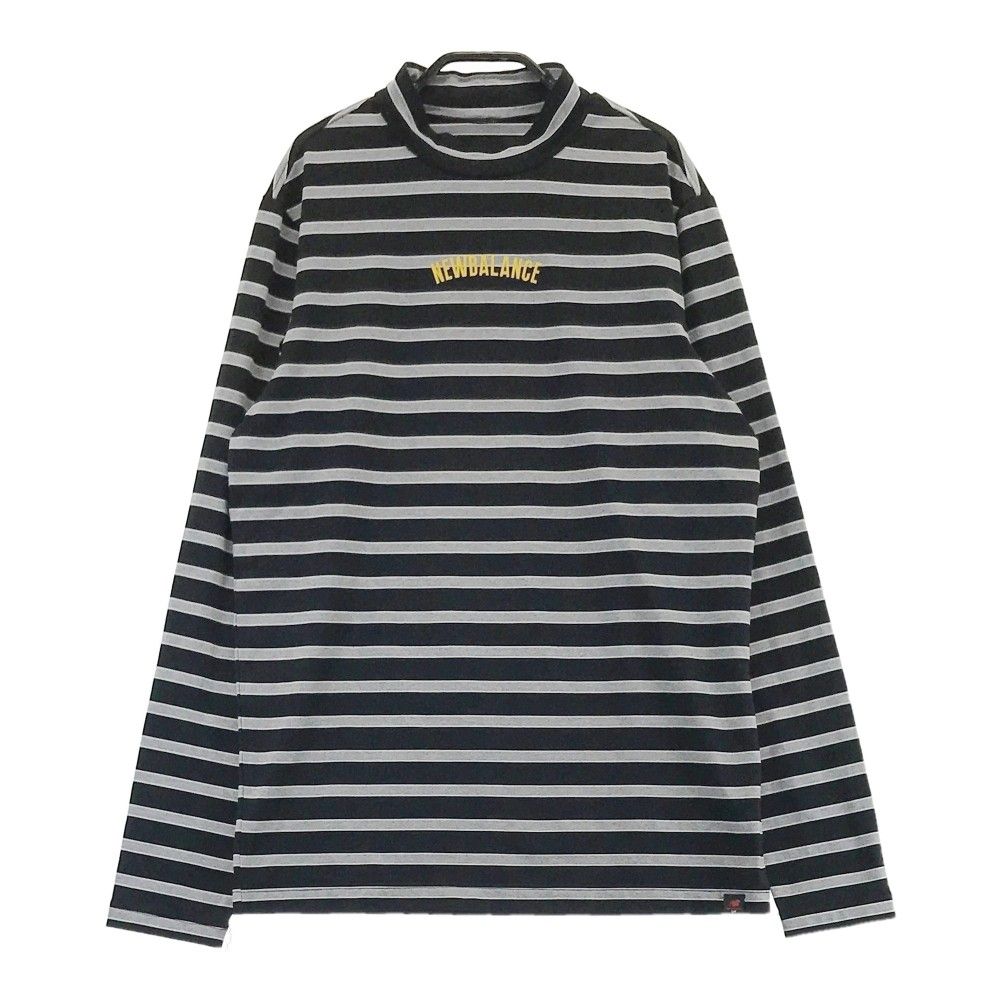 サイズ：5 NEW BALANCE GOLF ニューバランス  モックネック長袖Tシャツ ボーダー ブラック系 [240101445998] ゴルフウェア メンズ ストスト サイズ：5 NEW BALANCE GOLF ニューバランス モックネック長袖T
