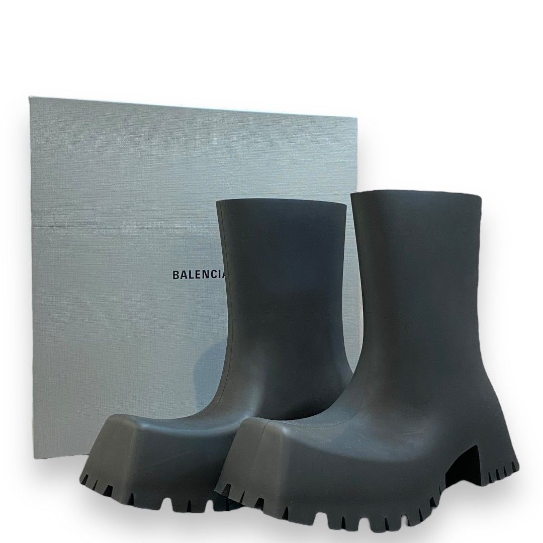 靴 balenciaga trooper 43 28.5cm BALENCIAGA 22SS TROOPER RUBBER BOOT サイズ43 ブラック