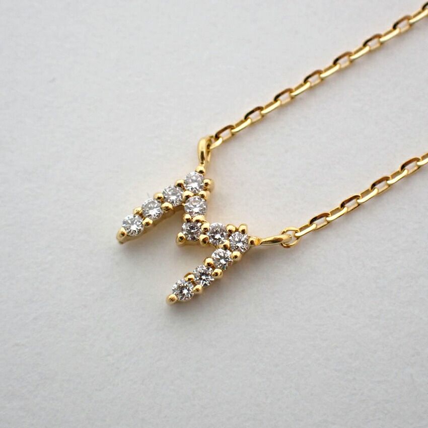ete K18 ダイヤモンド イニシャル ネックレス M