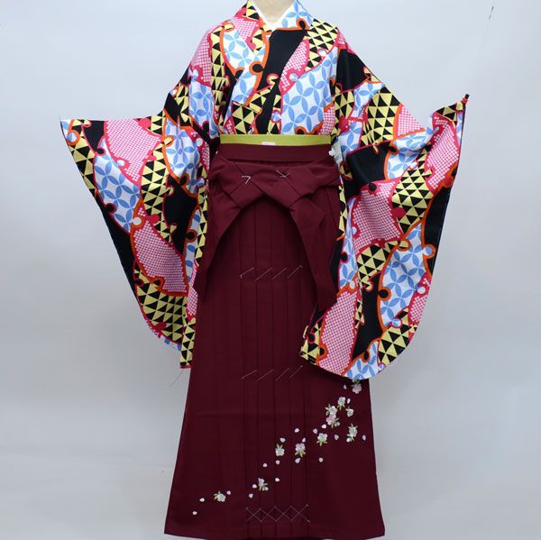 二尺袖 着物 袴フルセット 古都小町 ショート丈 袴変更可能 NO26463 二尺袖着物袴フルセット 古都小町 着物丈は着付けし易いショート丈 袴