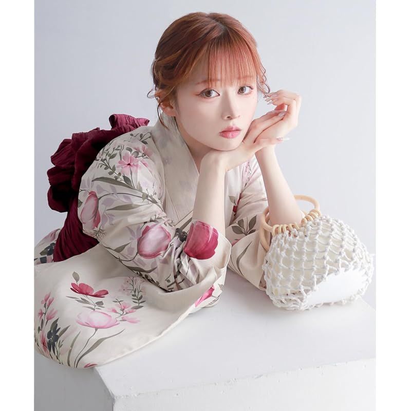 キョウエツ] 浴衣セット 生成り ワンピース 2点セット(浴衣、兵児帯