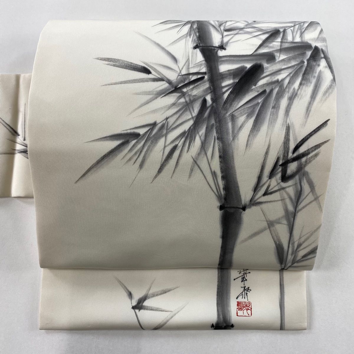 名古屋帯 落款入り 竹柄 久保田一竹 一竹工房 九寸名古屋帯 額縁 名古屋帯 落款入り 竹柄 久保田一竹 一竹工房 九寸名古屋帯 額縁