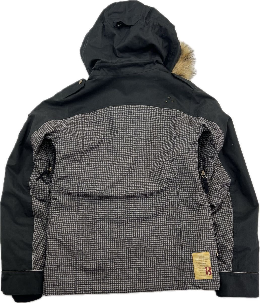 BURTON スノボウェア デザイン柄 ジャケット ファー フーディ グレー ブラック M スノーボード レジャー スポーツ 人気 バートン FB137