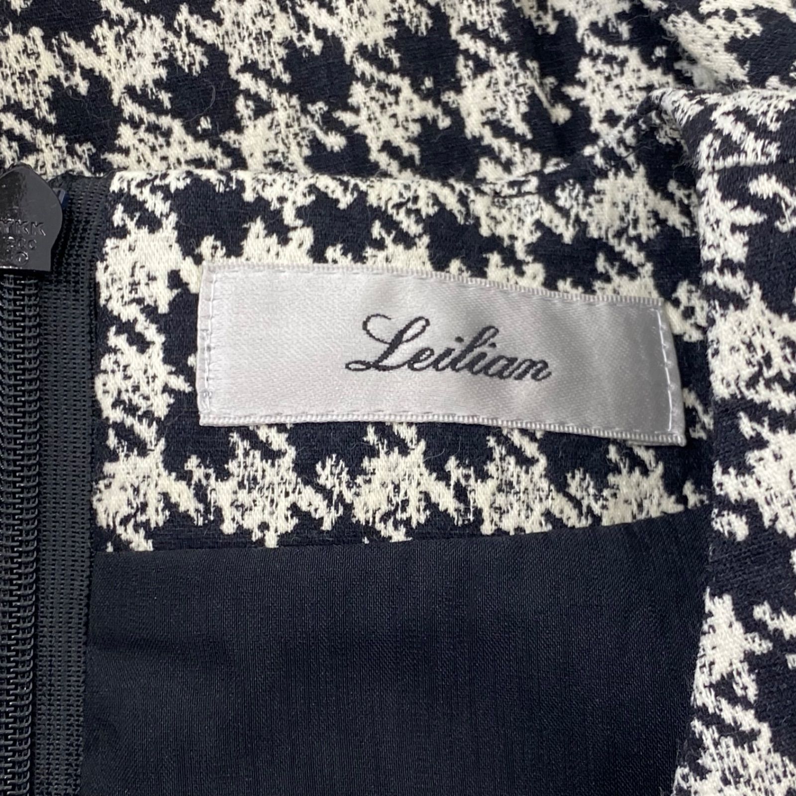 □レリアン Leilian ワンピース ロング 長袖 コットン 千鳥格子