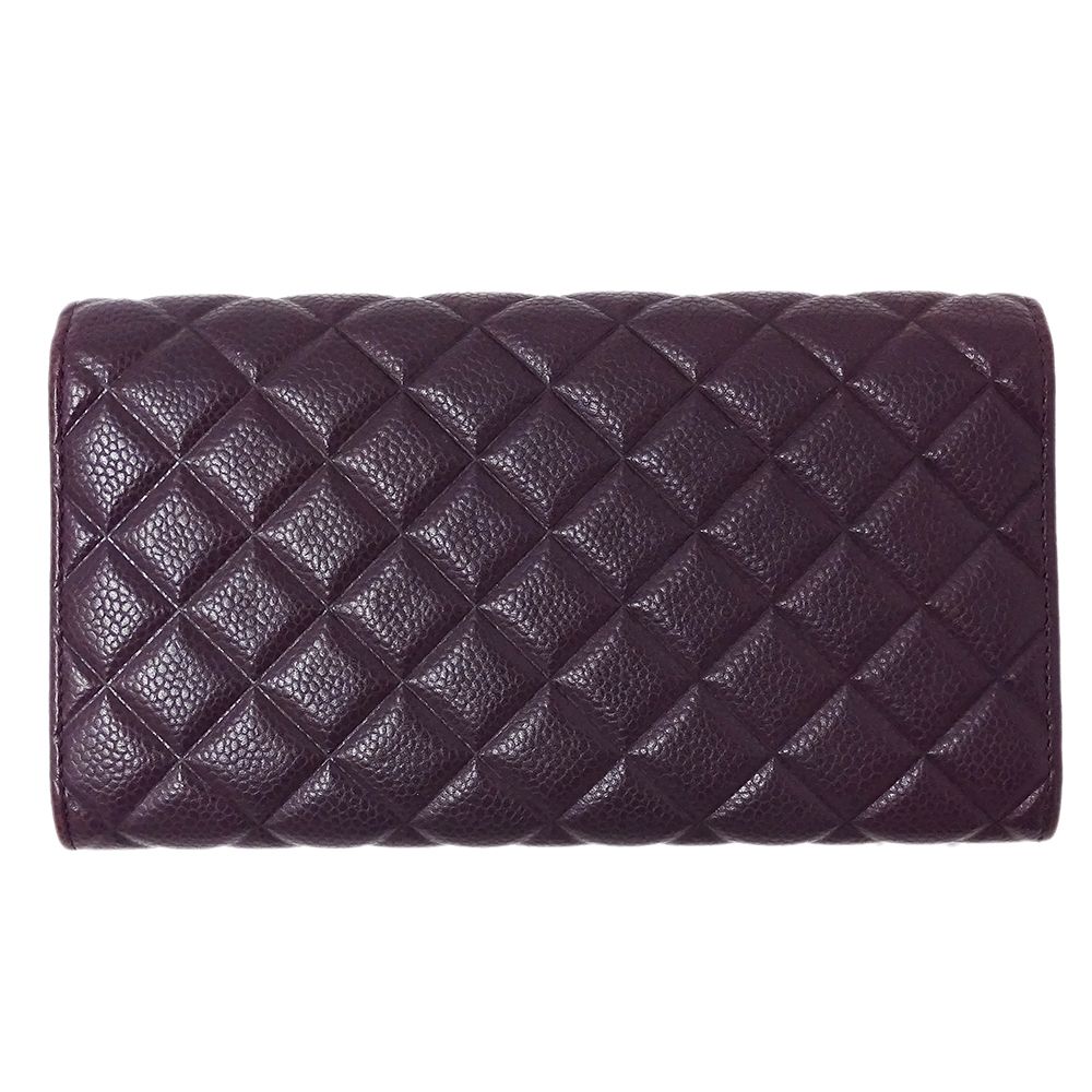シャネル CHANEL 財布 長財布 キャビアスキン ブルー バイカラー