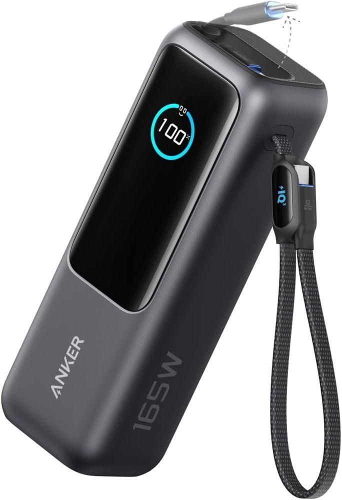 4営業日で発送 A1695N11 Anker Power Bank 25000mAh Built-In ＆ 巻取り式USB-Cケーブル ブラ