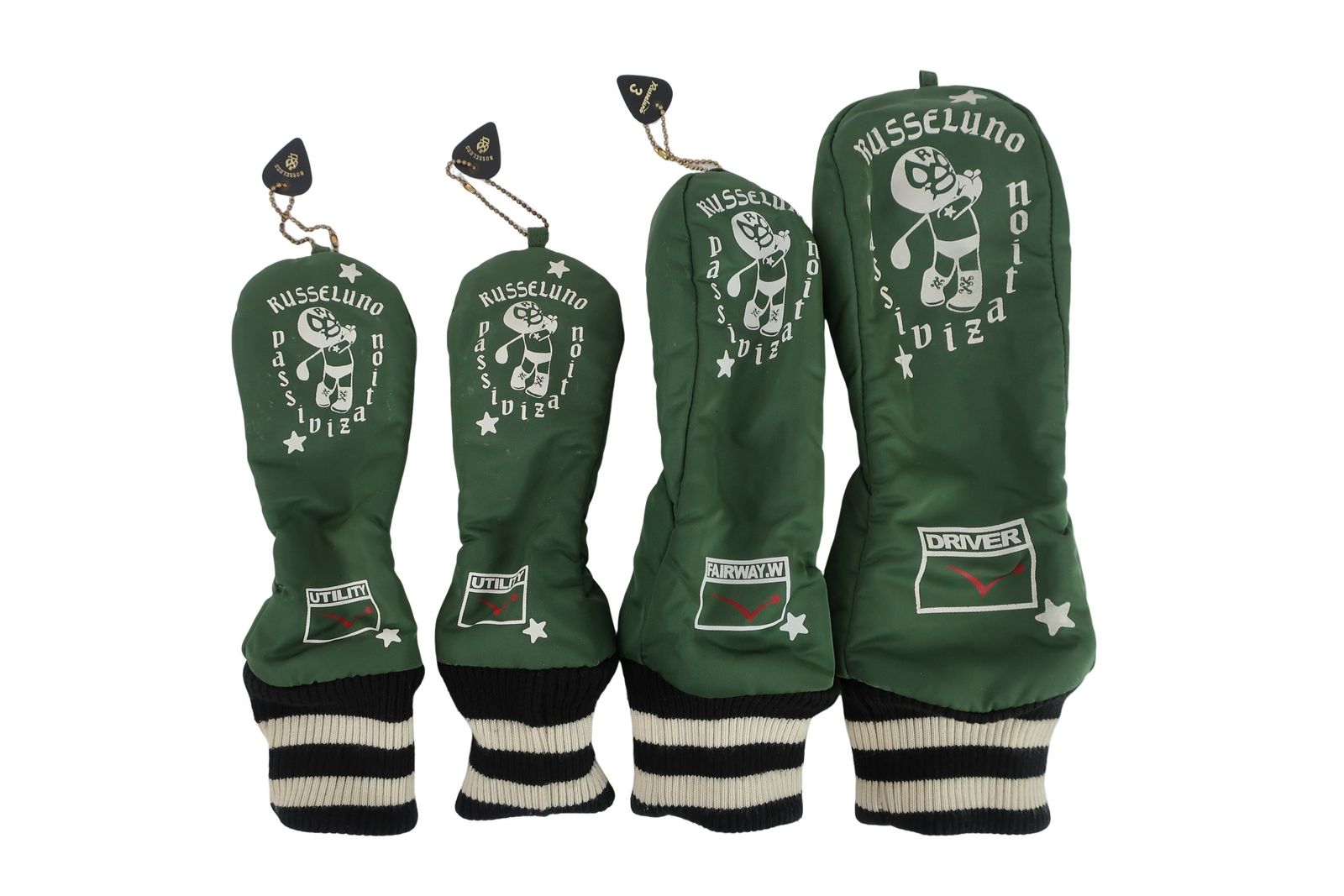 RUSSELUNO ラッセルノ ヘッドカバー4点セット カーキ ゴルフ用品 2509-0448