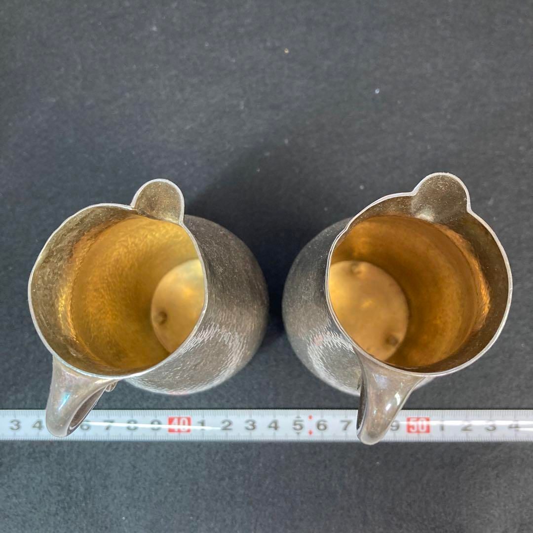 一鶴斎　純銀亀甲酒注一対　共箱　163g/高さ12.5㎝　東Y5-0517☆2F 一鶴斎 純銀亀甲酒注一対 共箱 163g/高さ12.5㎝ 東Y5-0517☆2F