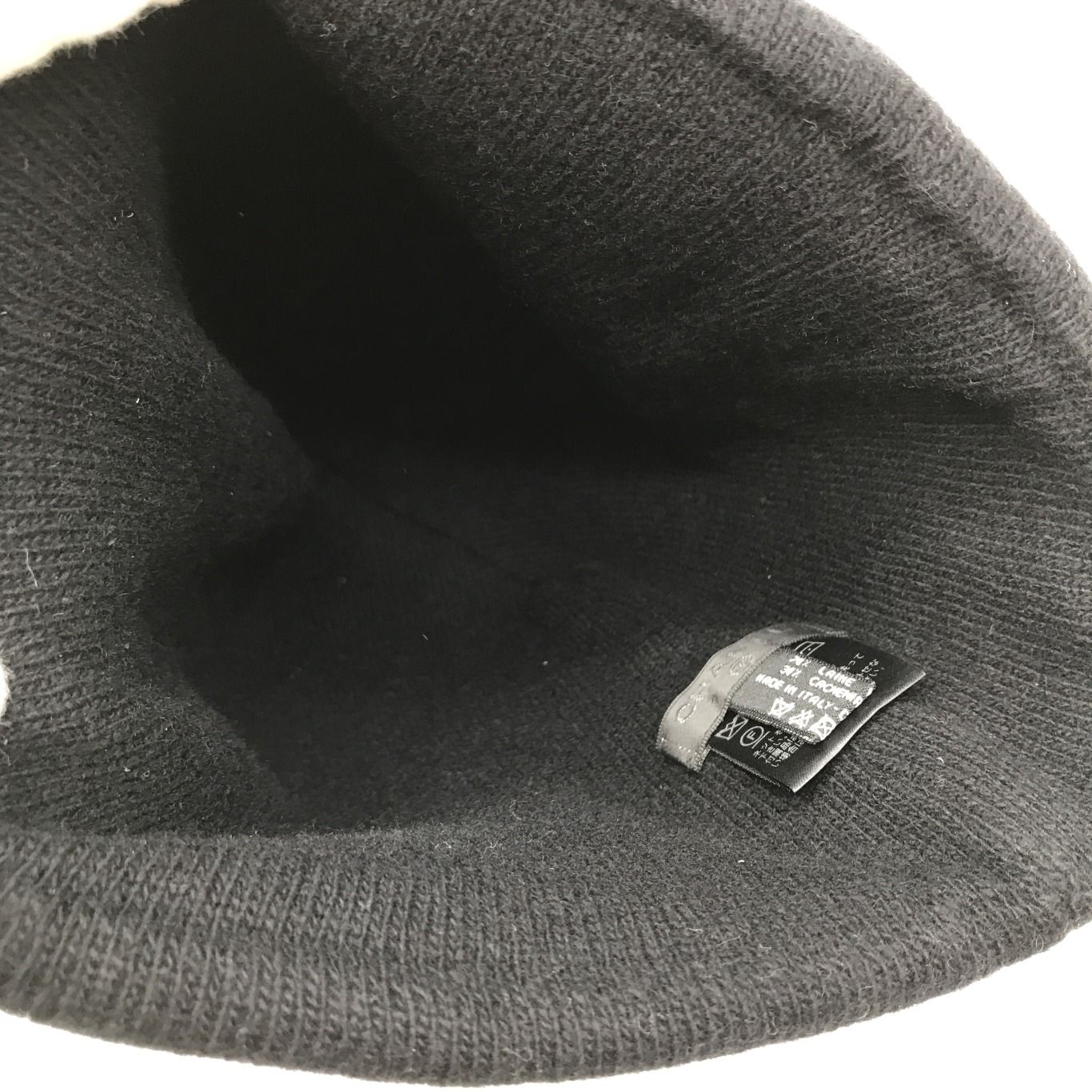 展示品 CHANEL シャネル ロゴ カシミヤ ニット キャップ 帽子 ブラック ピンク a2482