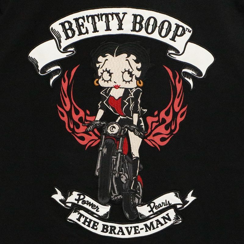 BLACK THE BRAVEMAN × BETTY BOOP ベティ × バイク 柄 刺繍 天竺 半袖 