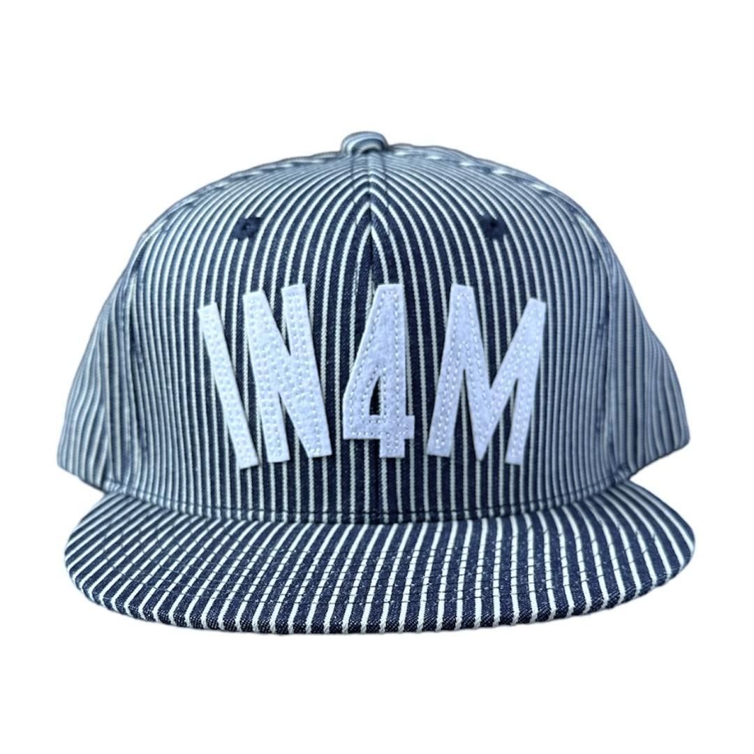 ラスト1点 ♥ in4mation RAILROAD DENIM デニム ストライプ キャップ 帽子 ユニセックス 男女兼用 in4m ハワイ hawaii ローカルブランド hi