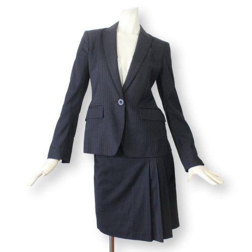 23 インディヴィ スカートスーツ 38 M ブラック 黒 プリーツスカート 面接 ビジネス フォーマル INDIVI