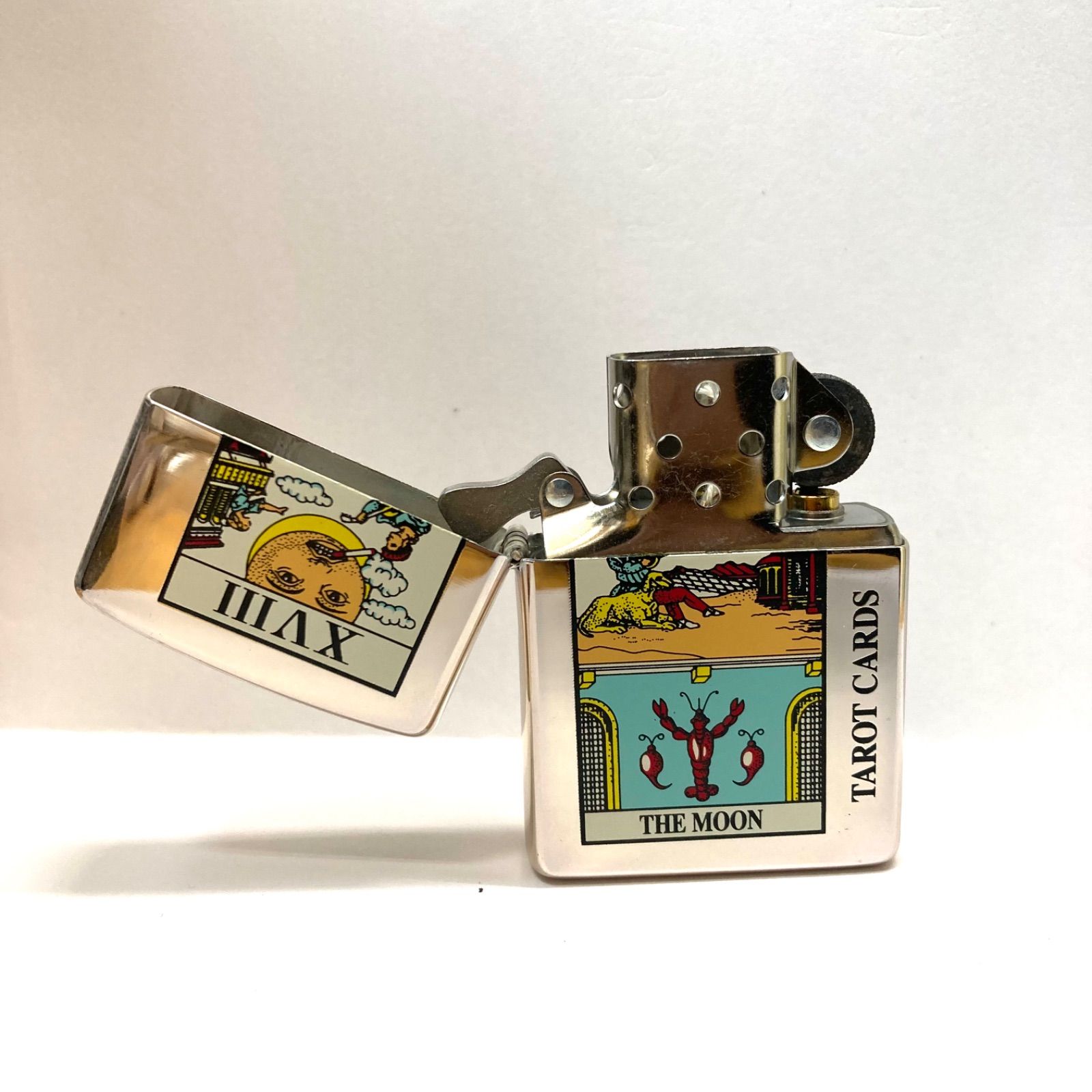 ZIPPO】ジッポーライター 喫煙具 シルバーカラー 銀色 月 タロットカードモチーフ 1998年 プラスチックケース付き ジャンク品☆ - メルカリ