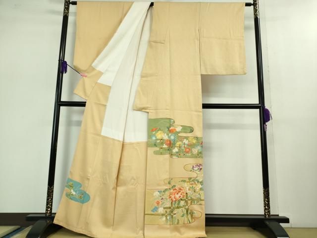 平和屋本店 上 野口真造 大彦二代目 江戸染繍友禅 色留袖 刺繍 竹垣花文 浅黄色地 金糸 DZAB0866kh5