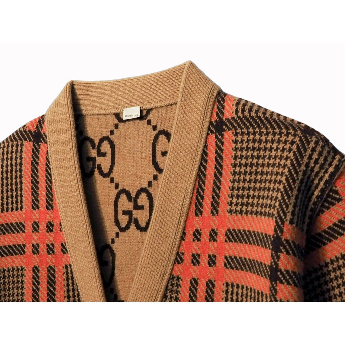 中古】GUCCI グッチ GGウール チェック リバーシブル カーディガン
