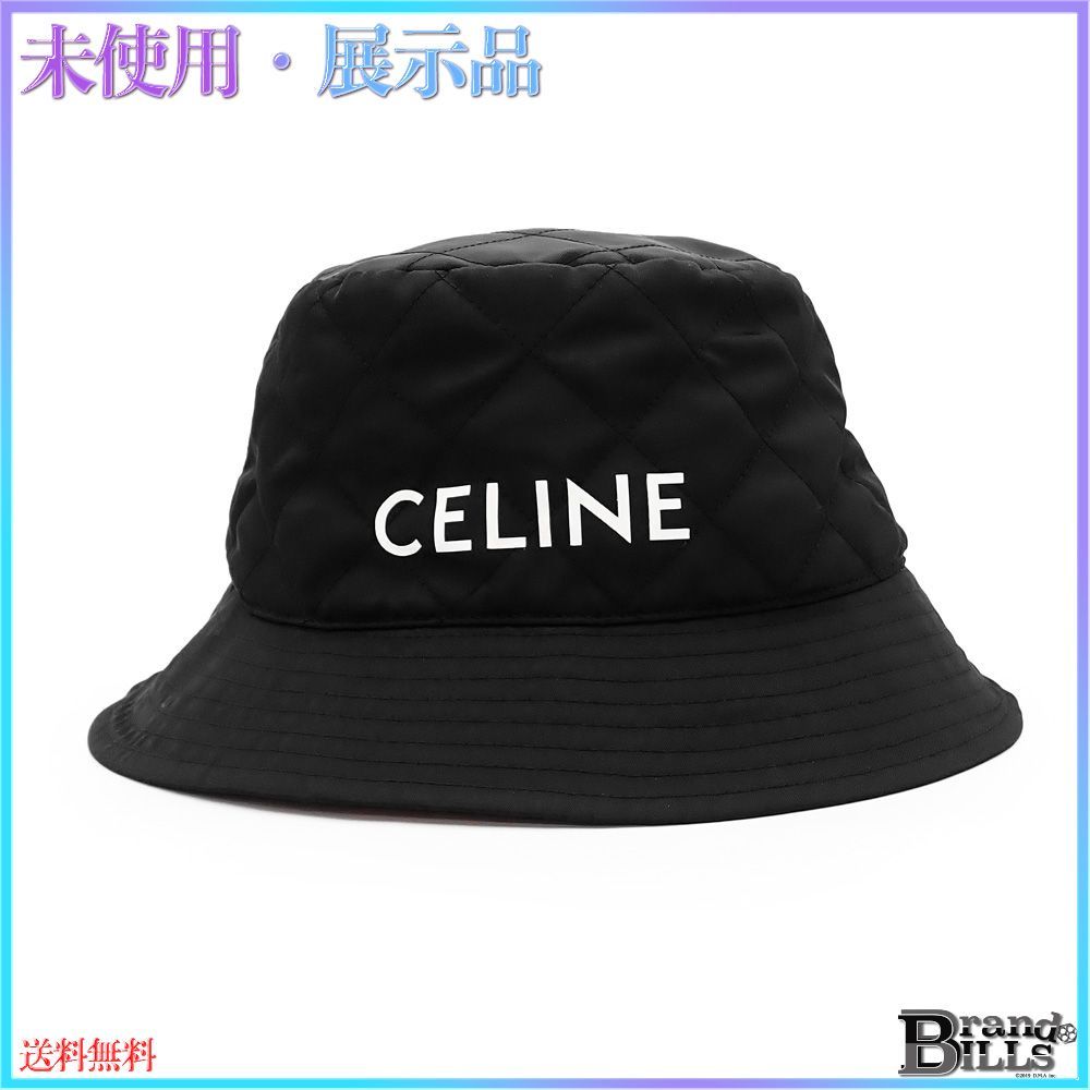 美品☆セリーヌ /CELINE バケットハット 黒×オレンジ Sサイズ CELINE セリーヌ バケットハット ブラック／オレンジ ナイロン