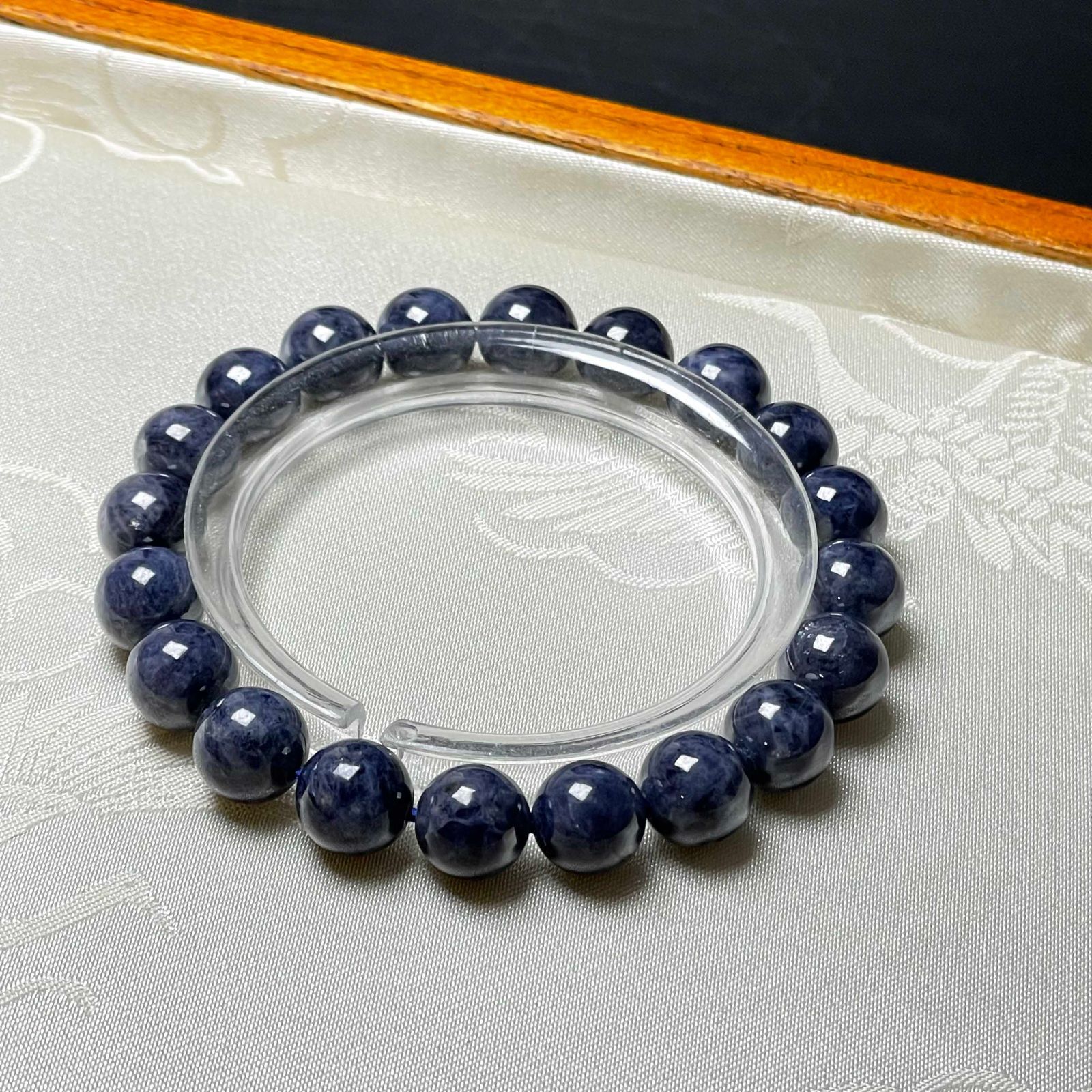 天然水晶☆【サファイア】☆ブレスレット 天然石B 青玉 約9.3-9.6mm 