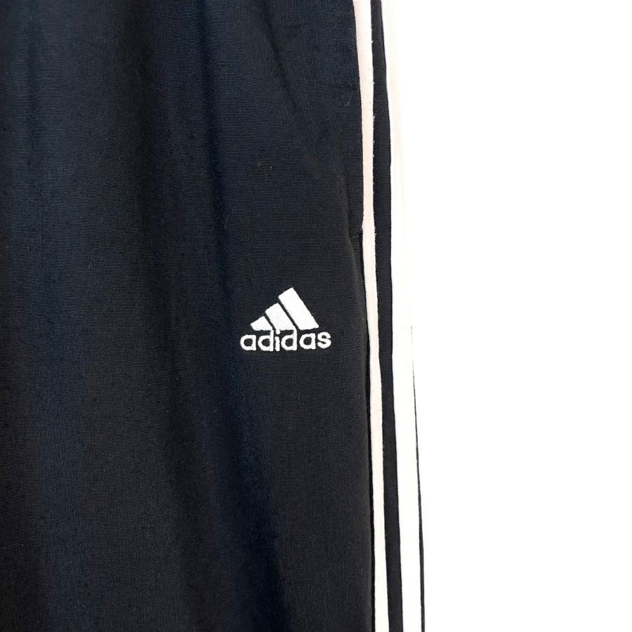【美品】アディダス/ジャージ 3XLサイズ 刺繍ロゴ スリーライン 3本線 黒 アディダスAdidasトラックパンツサイドラインジャージ刺繍スリー