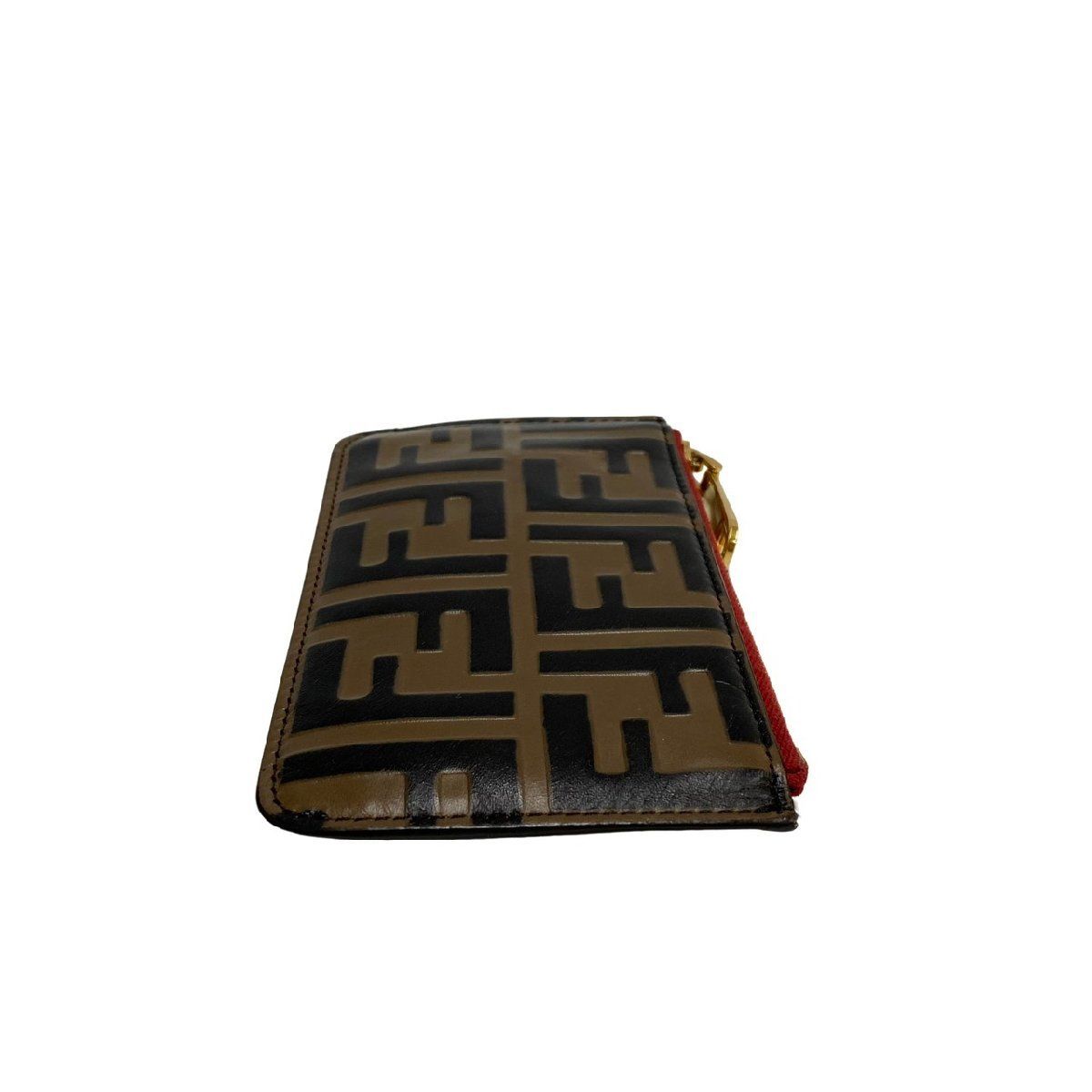 極 美品 FENDI フェンディ ズッカ 柄 FF ロゴ レザー ミニ 財布