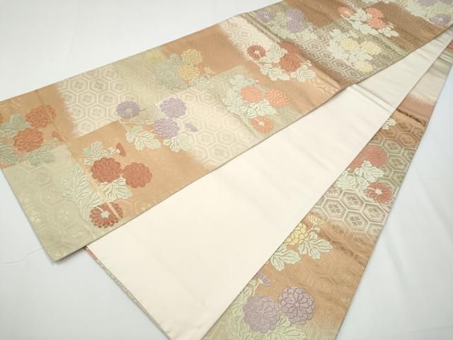 平和屋着物○六通柄袋帯 唐織 草花文 金糸 正絹 逸品 CAAX7418hy