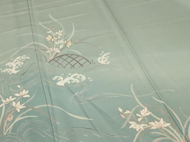 平和屋着物○訪問着 短冊花車文 金彩 三越扱い 正絹 逸品 AABA4879ck