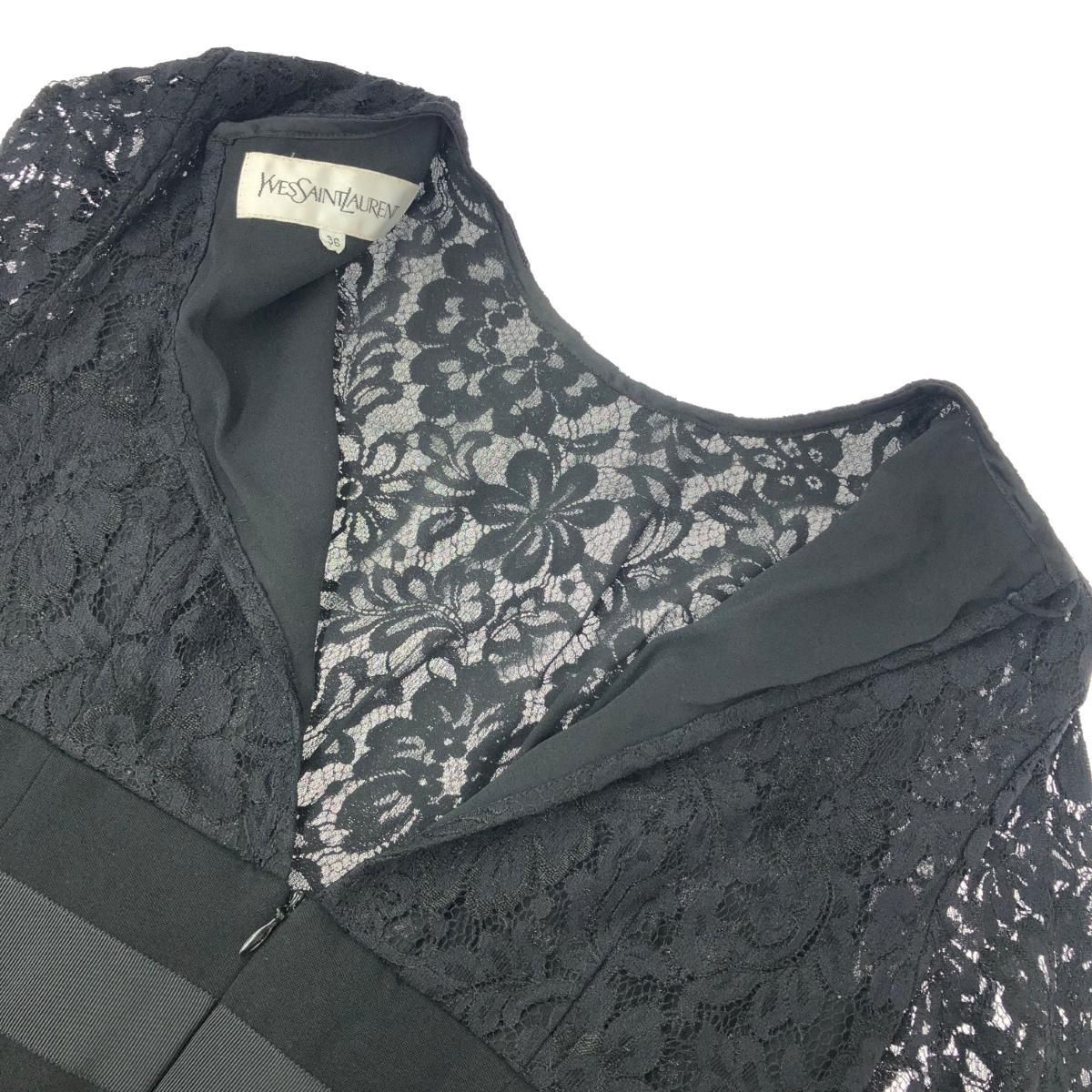 YvesSaintLaurent(YSL) イヴサンローラン レース切替ワンピース  