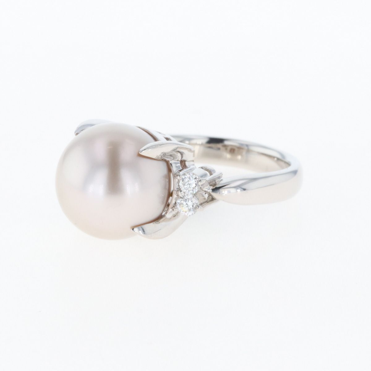 パール デザインリング プラチナ メレダイヤ 指輪 真珠 リング 10号 