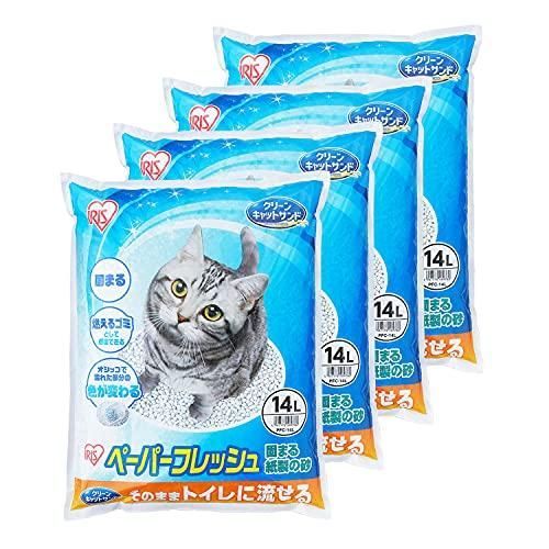アイリスオーヤマ 猫砂 ペーパーフレッシュ トイレに流せる 固まる PFC-14L 紙製 14L×4袋 ケース販売