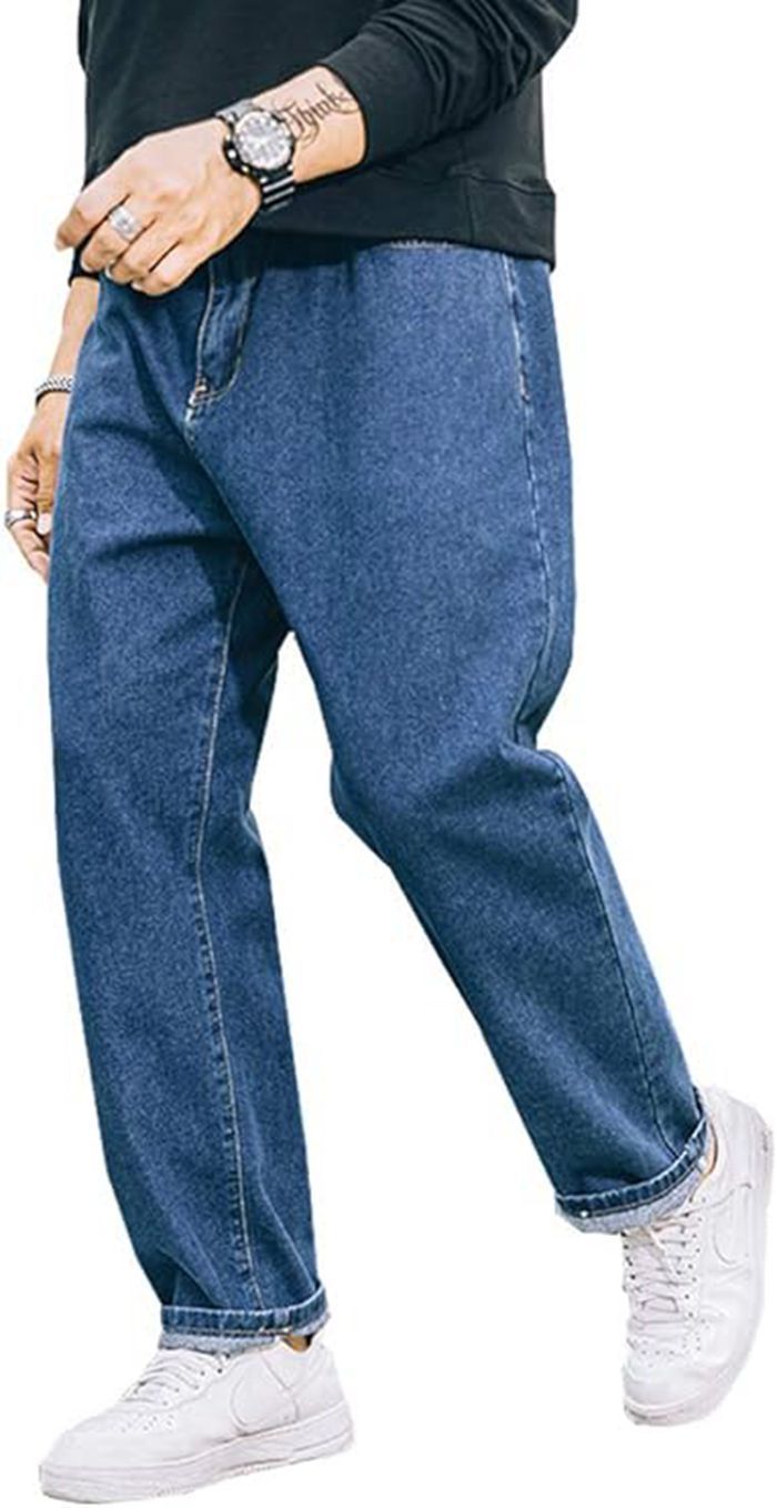 春 夏 新品 メンズ ジーンズ バギーパンツ デニムパンツ ワークパンツ ボトムス 大きいサイズ ゆったり W29-Ｗ48サイズ ブルー W38