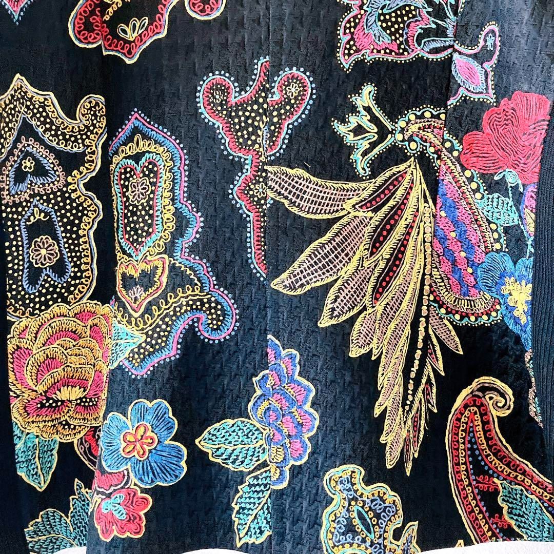 LEONARD レオナール シルク混 ニット ジャケット カーディガン 花柄