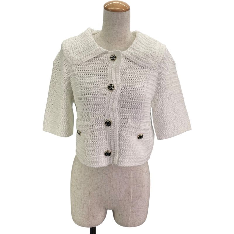 グッチ GUCCI GGボタンクロシェニットカーディガン 743221 ホワイト コットン レディース カーディガン