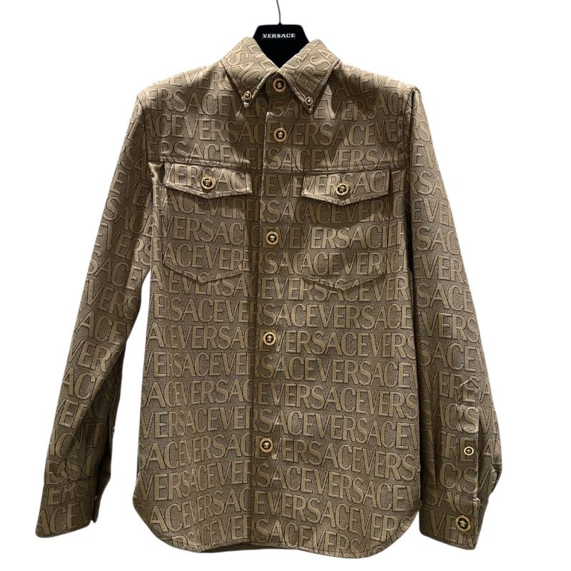 ヴェルサーチ VERSACE ロゴ総柄オールオーバーシャツ 1008738 ポリエステル メンズ 半袖シャツ