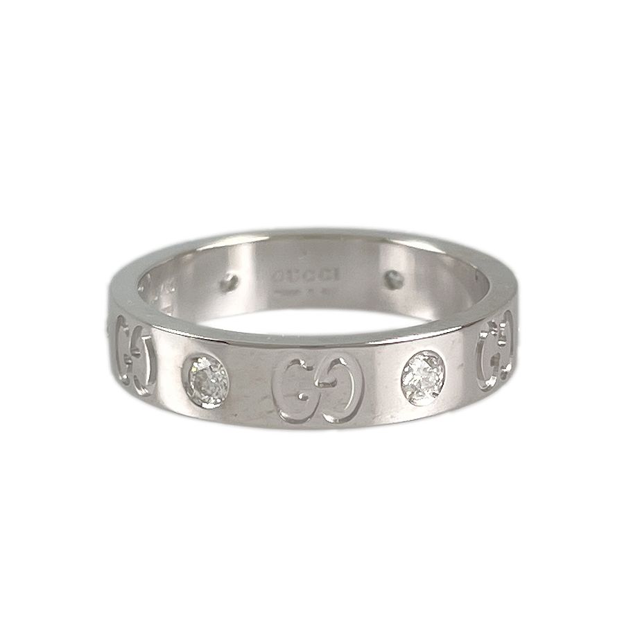 グッチ GUCCI アイコン リング K18WG ダイヤモンド 10号(50) 6Pダイヤ 
