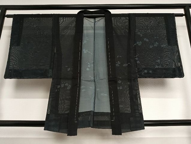 平和屋-こころ店羽織　スリーシーズン　春夏秋　塵除け　枝花文　正絹　逸品　AAAH1280Boa
