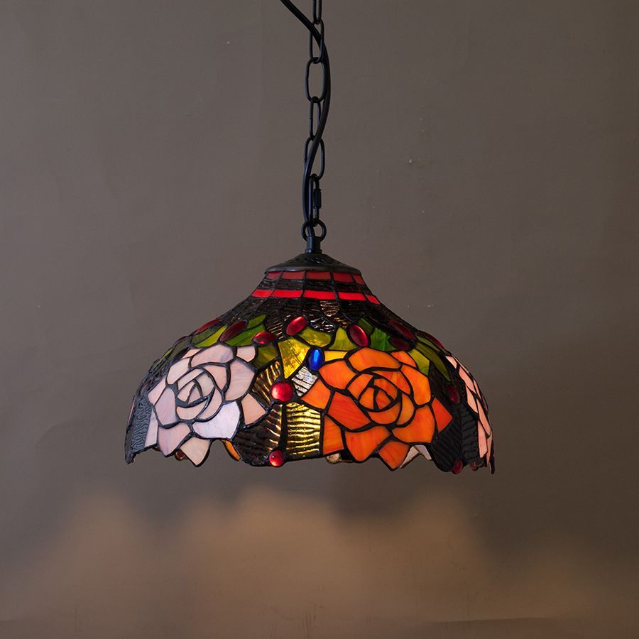 NEW【LED電球付属】 ティファニー ペンダントランプ ローズ（1灯