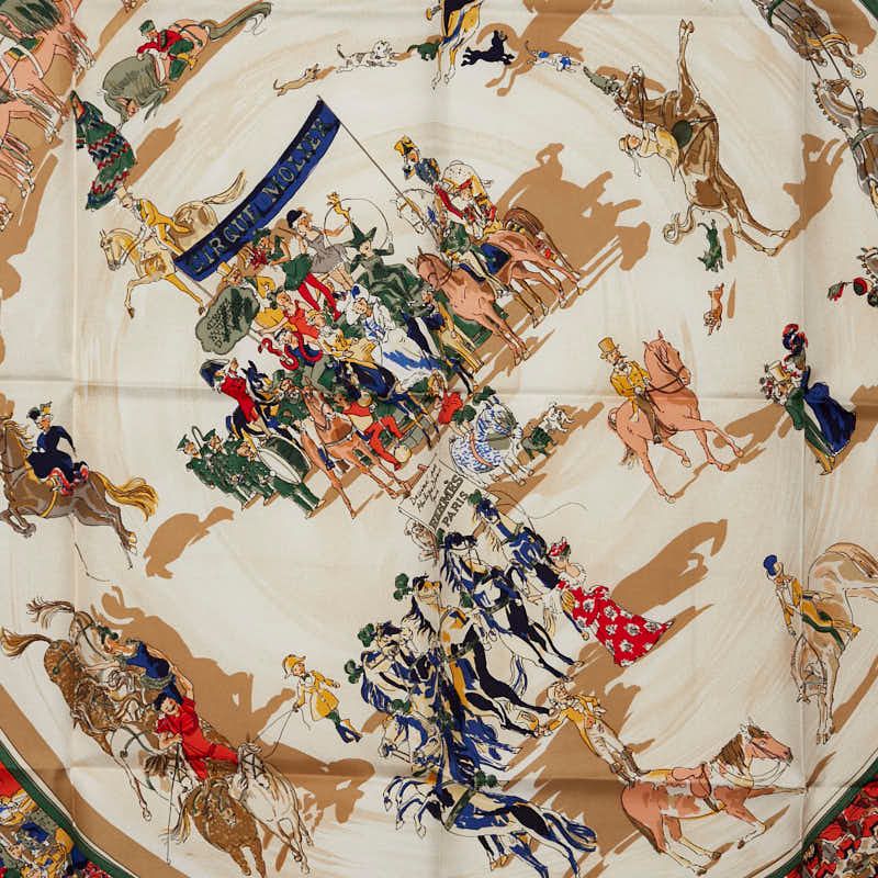 来店をご期待! エルメス カレ90 CIRQUE MOLIER モリエサーカス ネイビー ベージュ マルチ シルク レディース HERMES 1-0237734 一流の素材、完璧な品質!