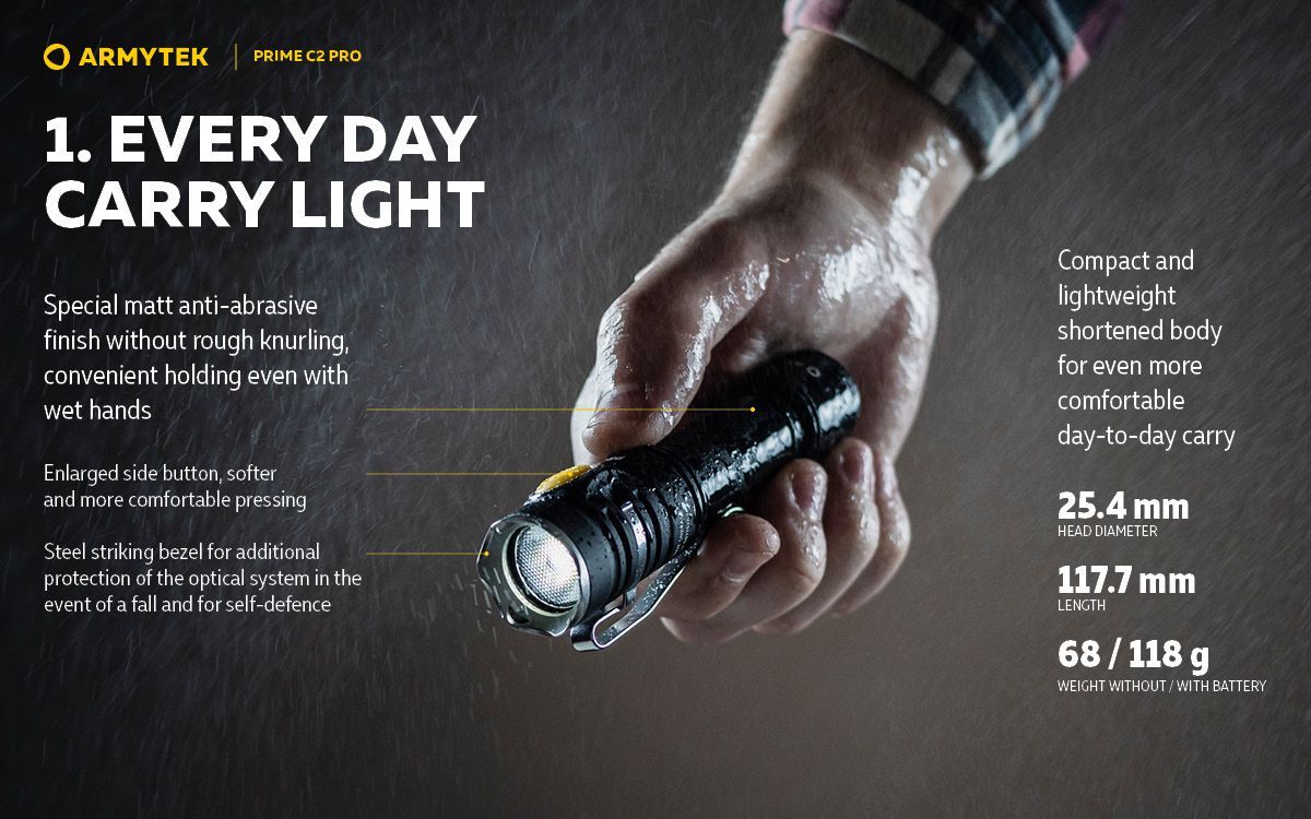 ARMYTEK PRIME C2 PRO 白色光 EDCフラッシュライト マグネット充電