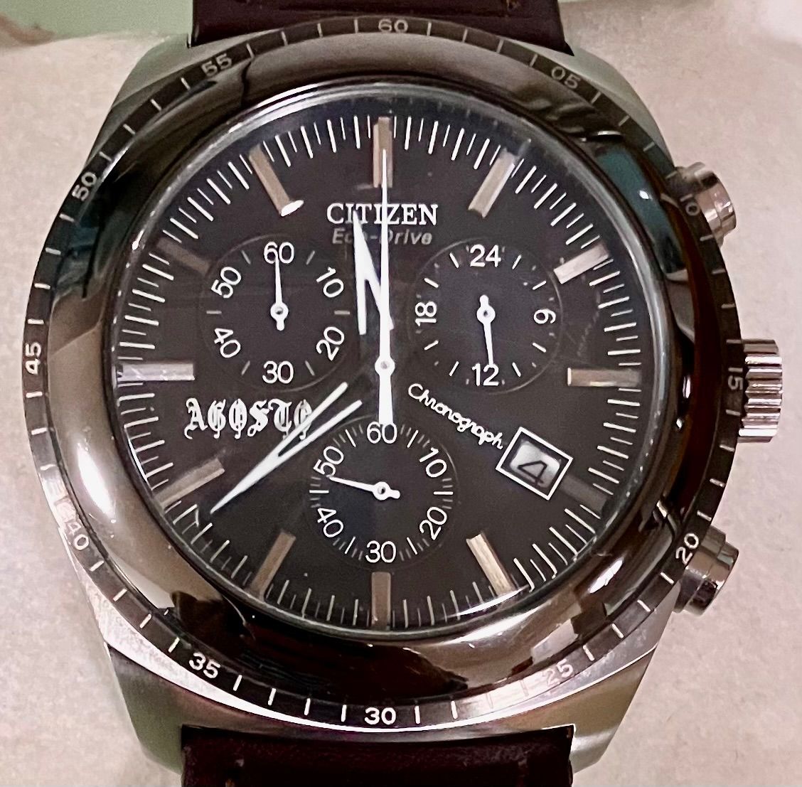☆稼働品☆CITIZEN シチズン☆エコドライブ☆クロノグラフ☆ブラック 